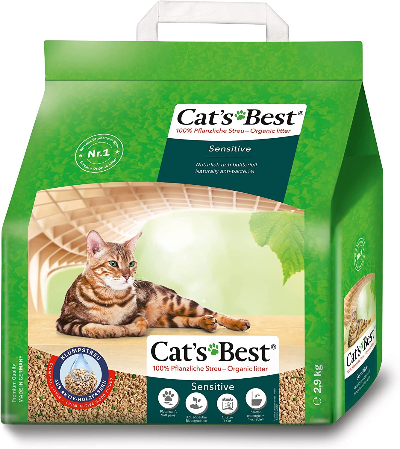 Arena para gatos aglomerante Green Power Sensitive 2,9 kg de Cat's Best